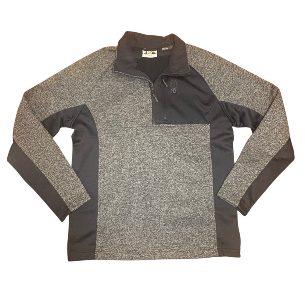 Spyder Men’s Quarter Zip Pullover Fleece‎ Jacket Gray Black Size Large
